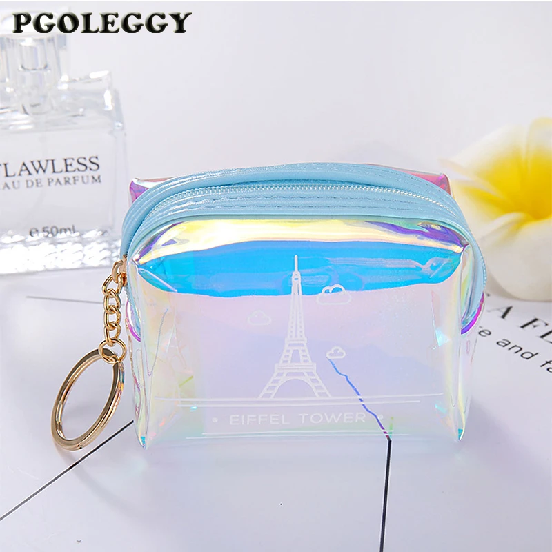 Дорожная косметичка модная голографическая для макияжа строительная лазерная