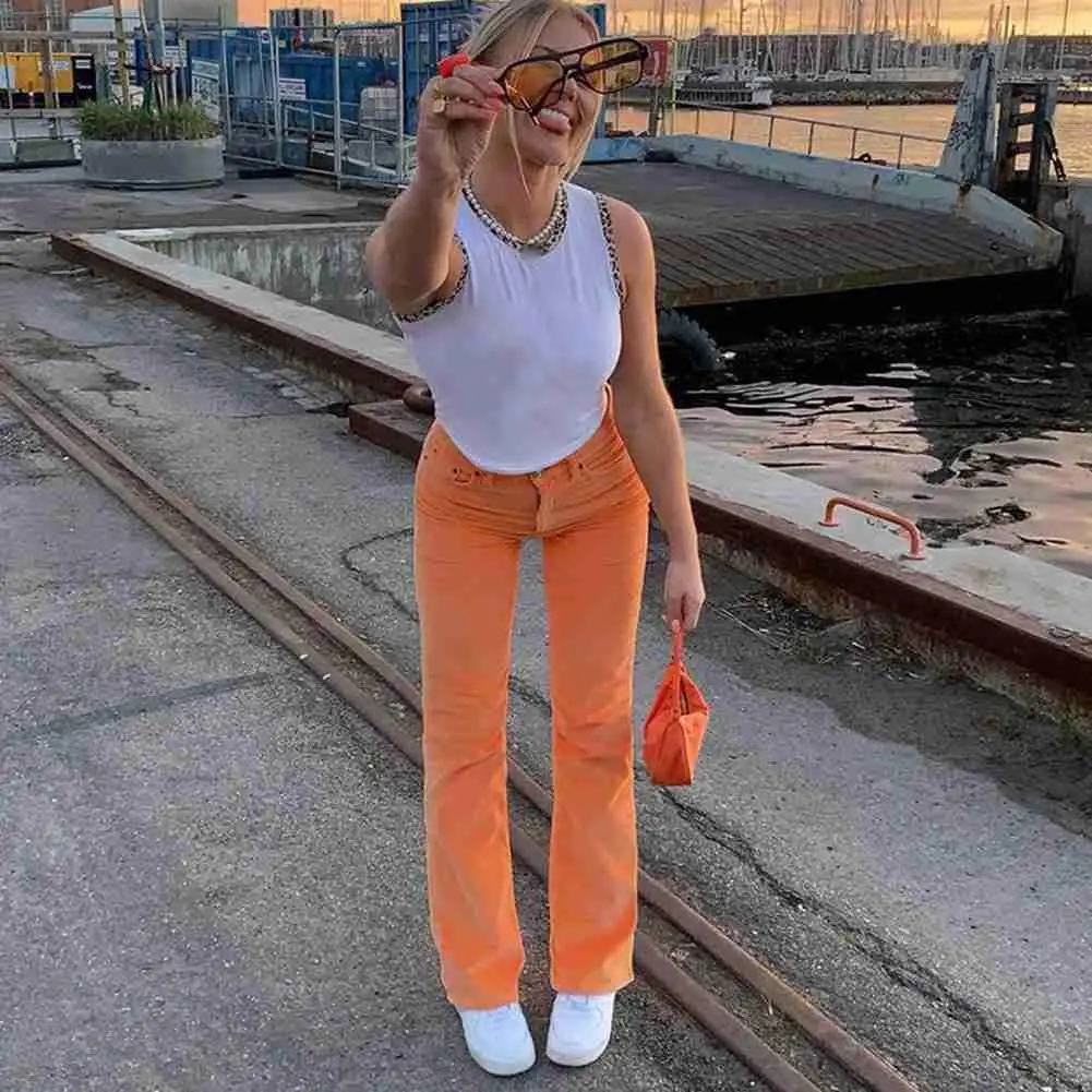 

Y2K High Waist Pants 2021 Loose Street Hot Girl European and American New Color Fashion Slim Retro Wide Leg Jeans Women