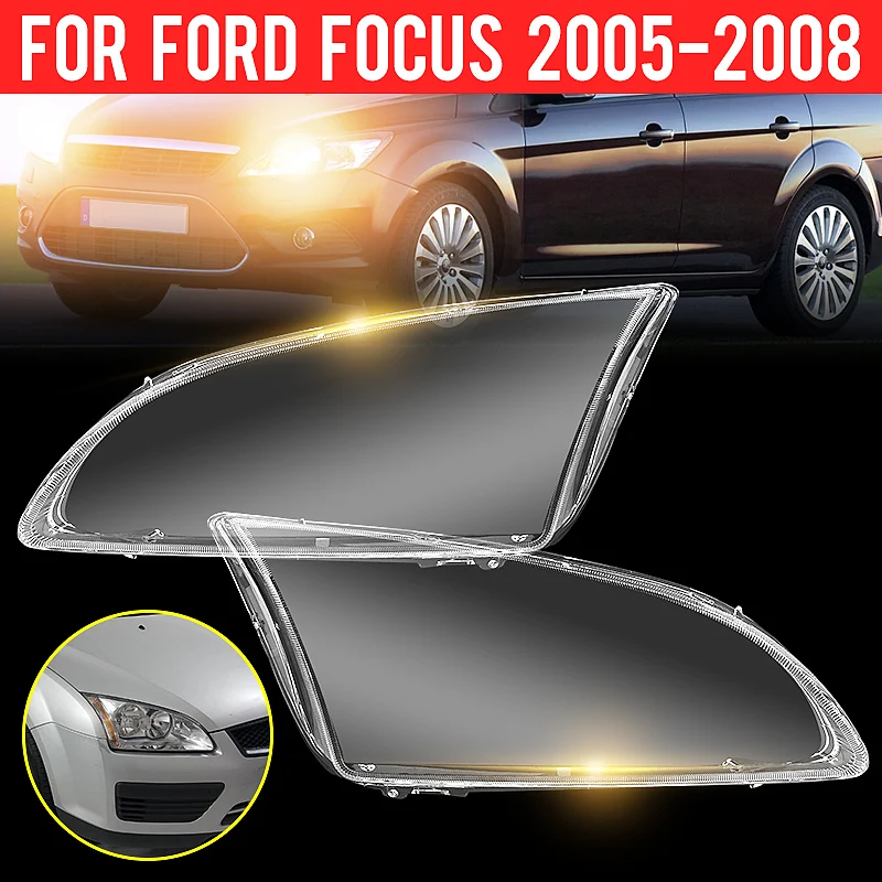 

2PCS Car Left Right Front Headlight Lens Light Cover Lampshade Shell Accessories Fit For Ford Focus 2005 2006 2007 2008