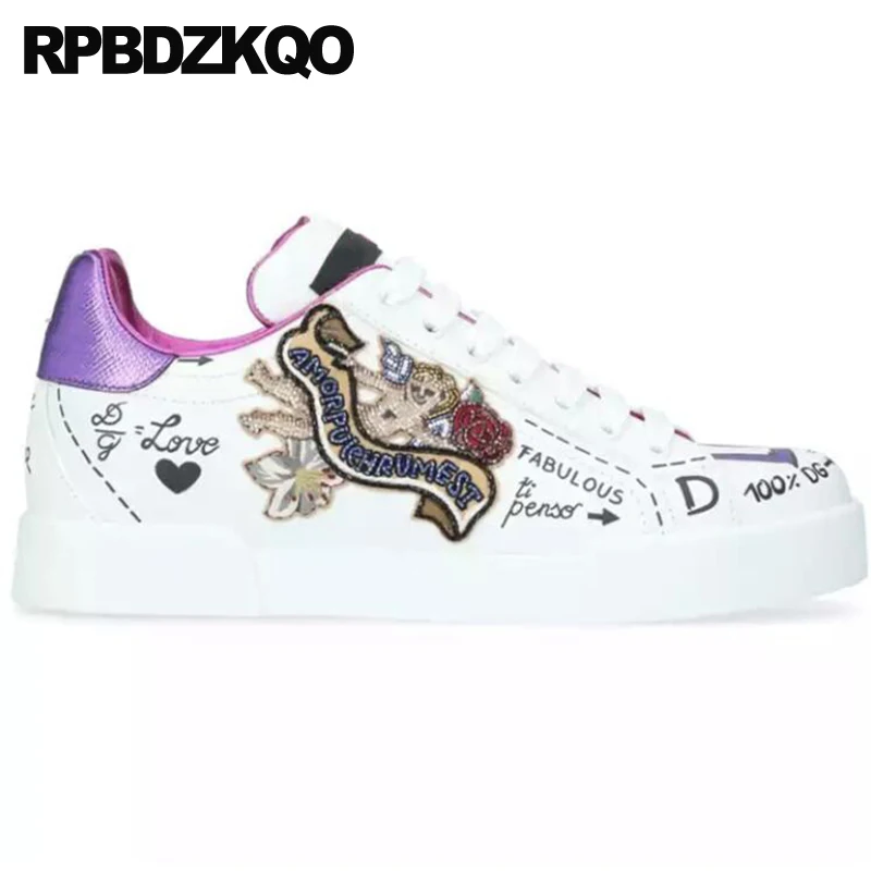 Дизайнерская обувь Китайские кроссовки на плоской подошве с вышивкой Женские из