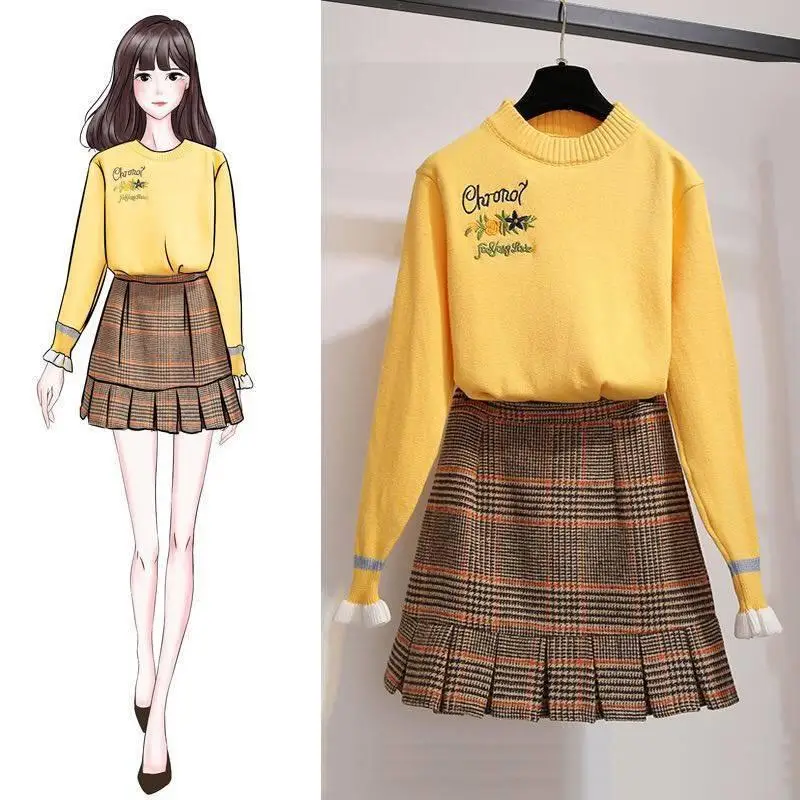 ICHOIX милые девушки женские туфли в Корейском стиле комплект из 2 предметов клетку