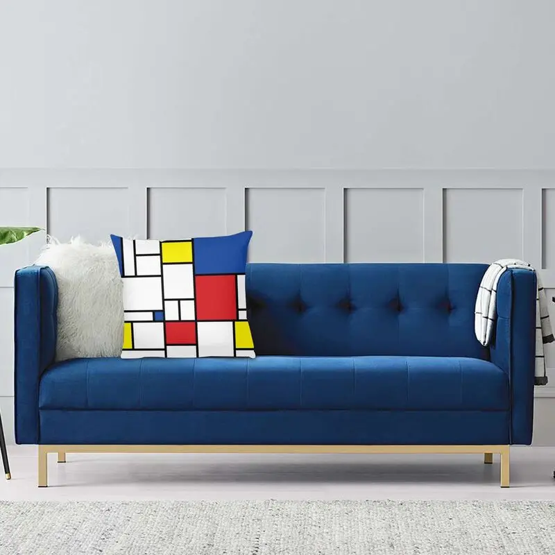 Квадратная подушка Piet Mondrian в минималистичном стиле современного искусства чехол