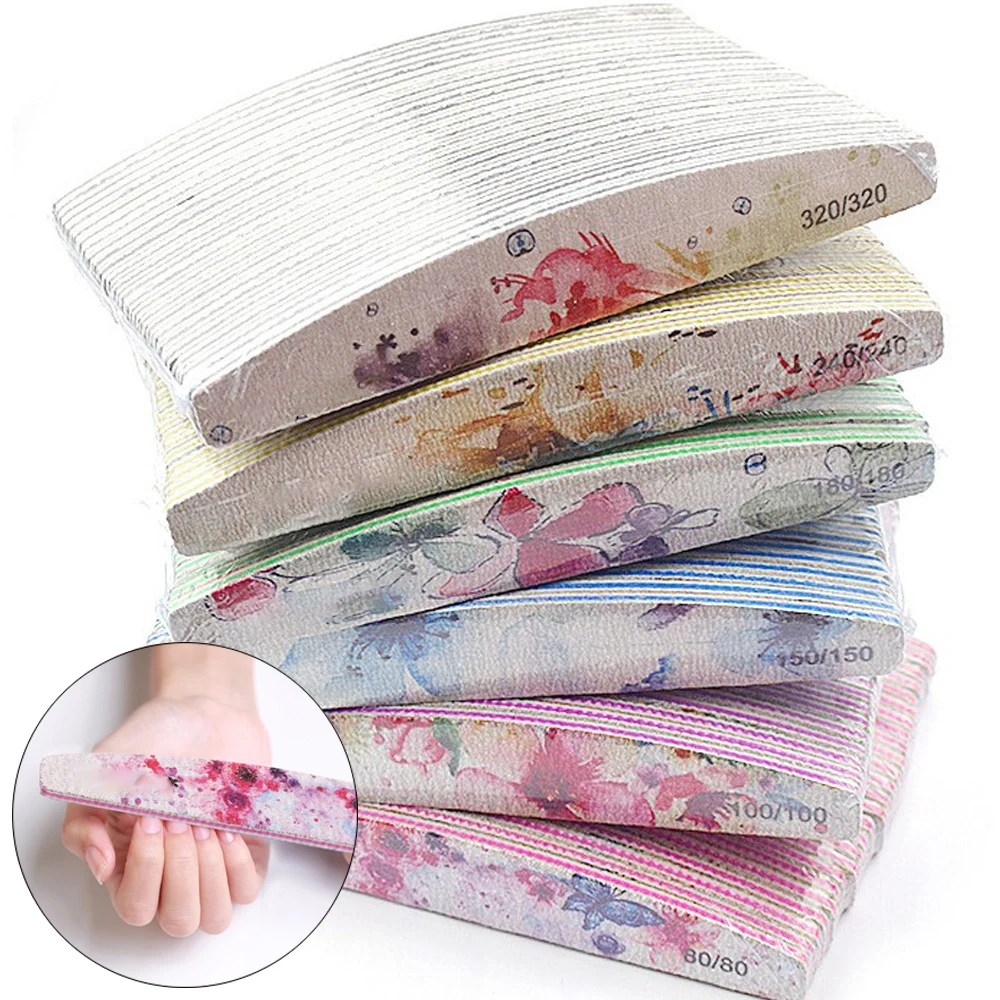 

6pc Mix Nail Files 80/100/150/180/240/320 Grit Lime Strong Sandpaper Nail Buffer Gel Emery Boards Nail Accessories Manicure Tool