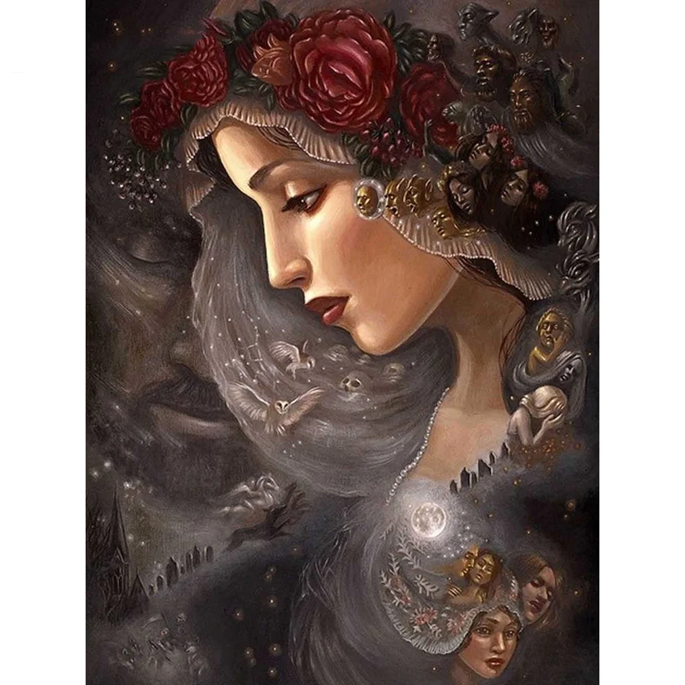 

Zhui Star 5d Diy Diamond Embroidery Mosaic Woman Full Square Diamond Painting Portrait Rhinestones Home Decor