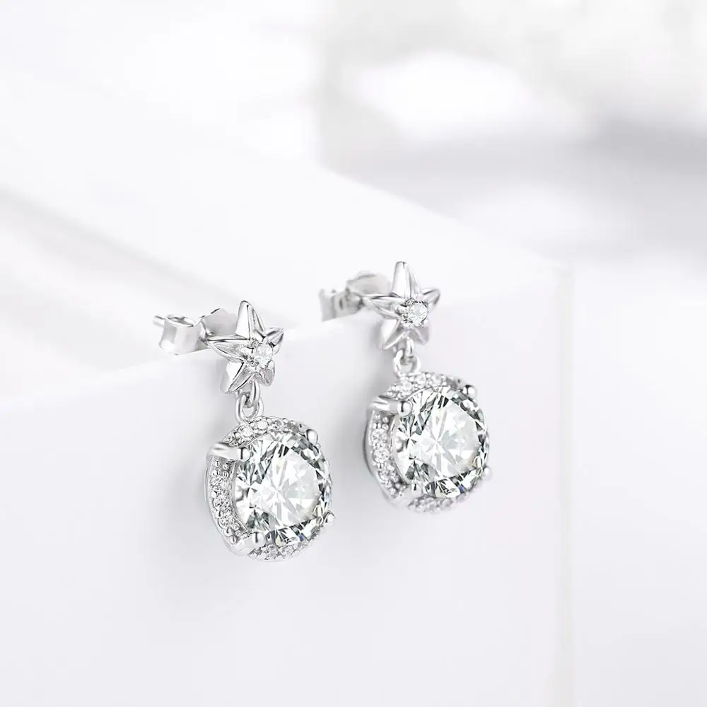 Серьга с муассанитом для женщин Изысканная мода 925 серебряные серьги цветочным