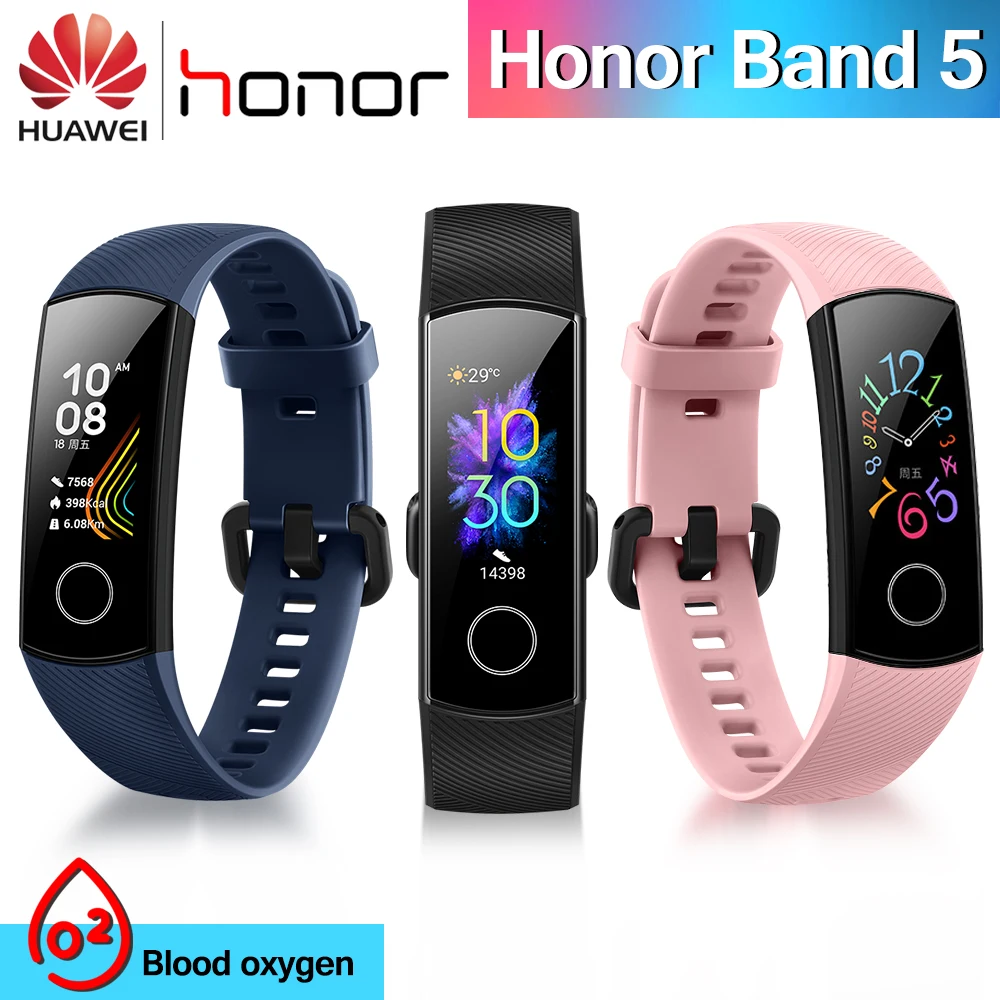 Оригинальный Смарт браслет Huawei Honor Band 5 Оксиметр сенсорный экран волшебный цвет