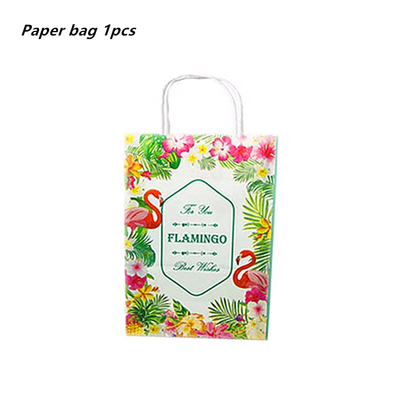 gift bag 1pcs Гавайская летняя одноразовая посуда для дня рождения Фламинго Пальмовые Листья бумажная салфетка под тарелку кружку тропические Свадебные вечерние мероприятия - Цвет: gift bag 1pcs