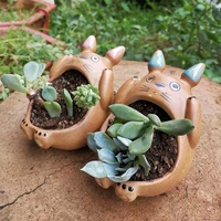 creative cartoon ceramics totoro flowerpot outdoor garden miniature figurines gifts anime figurine ornaments home desktop decor