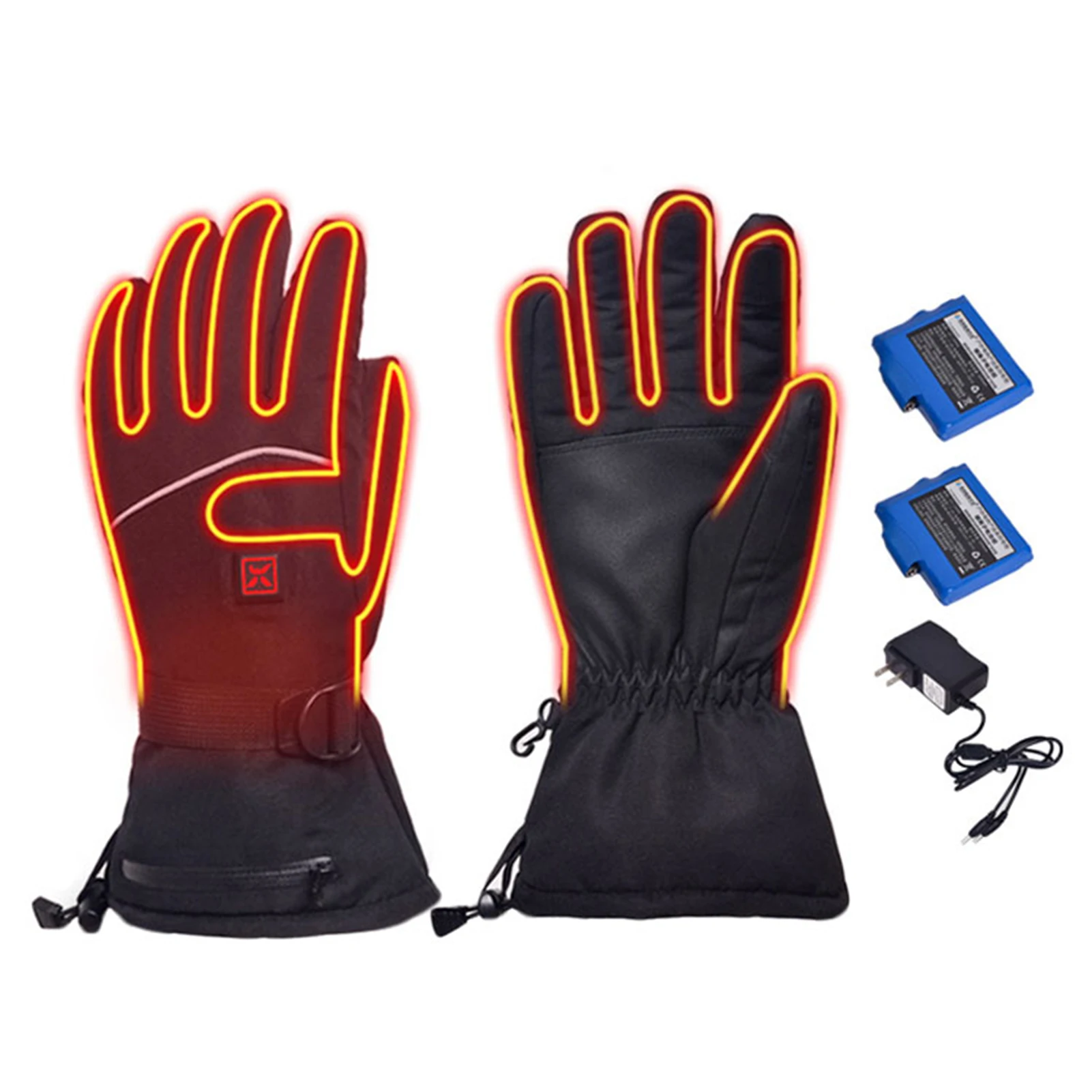 

5pcs/set Motorbike Skiing Riding Electric Warm Heating Gloves With 3 Temp Sets 1pair Heated Gloves 2pcs Battery1pc USB Designer