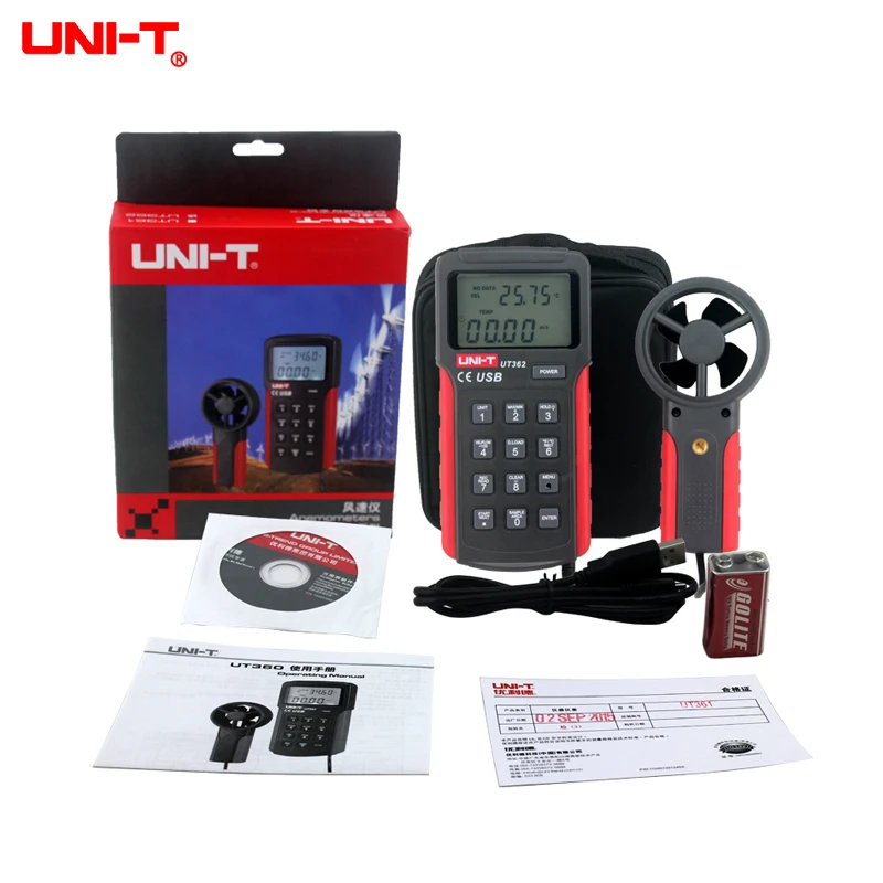 UNI T UT361 UT362 Ручной цифровой высокоточный анемометр/расходомер воздуха может