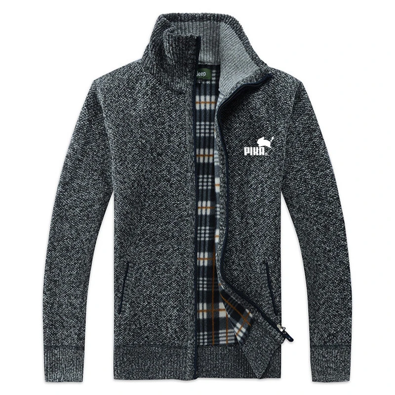 

Men's PIKA logo trendy brand lapel business casual cardigan sweater men's simple fashion brand slim knit sweater jacket men