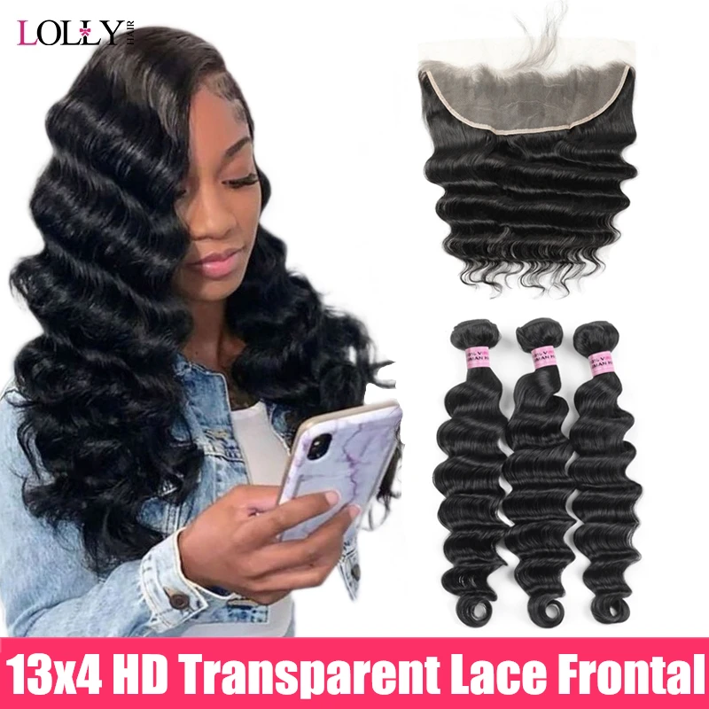 Свободные Пряди глубоких волн с фронтальной перуанской прядью человеческие