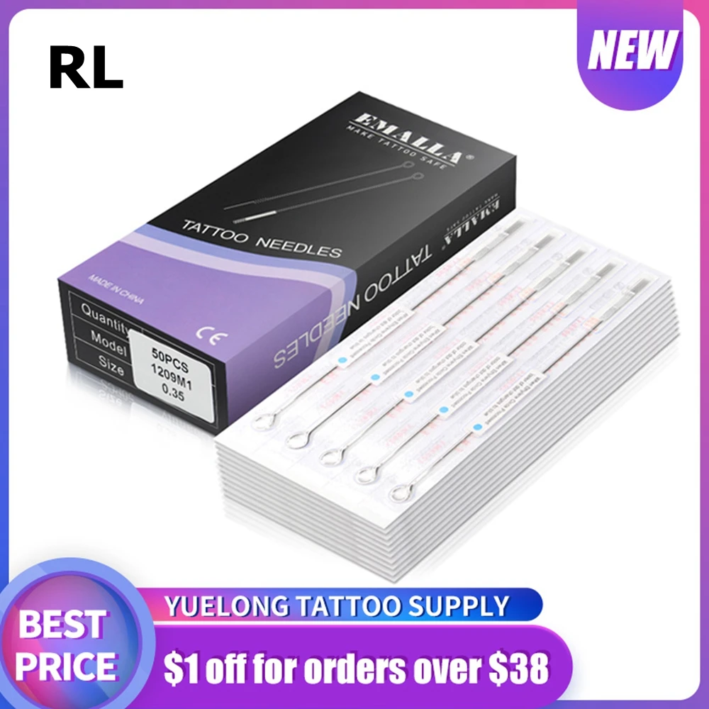 

Одноразовые стерилизованные иглы для тату-машинки EMALLA, 50 шт., 3/5/7/9/11/14RL