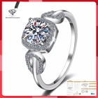 Кольцо с муассанитом 6 мм, высокое качество, 100% чистое классическое серебро пробы, для свадьбы, юбилея, карат, 1 карат, 2 карата, D, vs1, женское кольцо в подарок