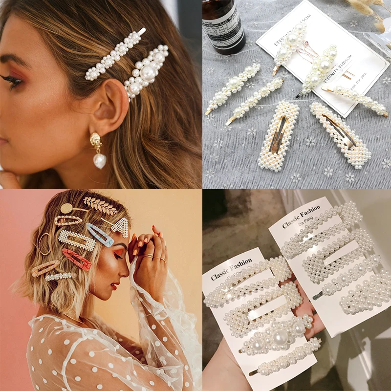 

2021 Hair Barrettes For Women Hair Clips Korea Simulated Pearl Beaded Hairgrips Hair Pins Girls Jewelry Fashion Hair Accessories