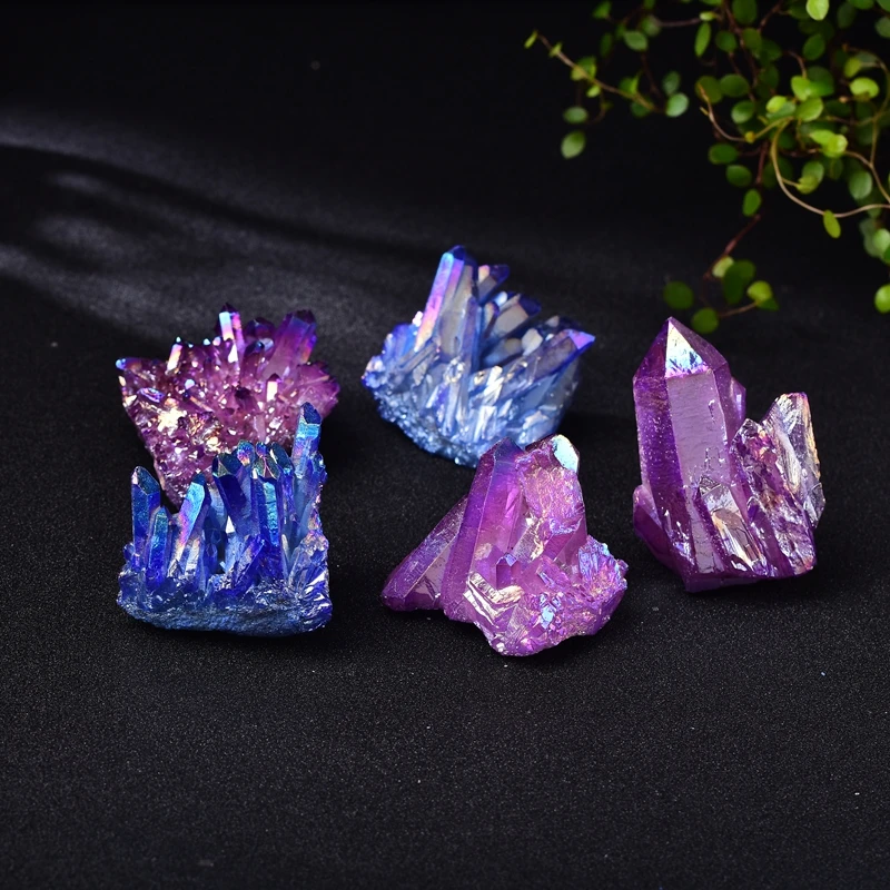 

Natural Quartz Crystal Rainbow Titanium Cluster Point Rare Home Decoration Craft Reiki Stone Can For Healing Specimen Mineral