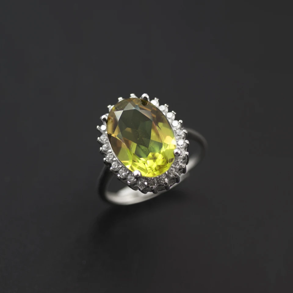 Женское кольцо Bolai Zultanite Halo серебряное с нано диапазоном 925 пробы для
