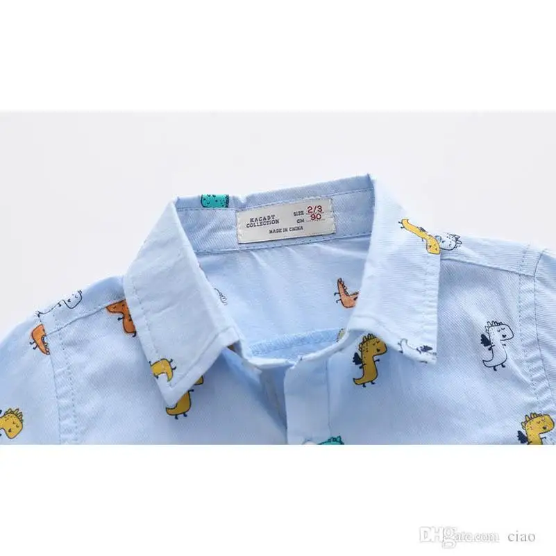 

Boys Shirts Kids T Shirt Spring Cotton Long Sleeve Dinosaur Baby Tops Fashion Necktie Children Clothes Boys Clothing 2-7Y B3862