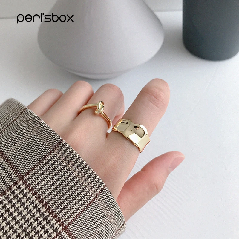 Кольцо Peri'sBox 2019 Трендовое 925 пробы серебряное широкое кольцо волнистые