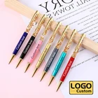 Новинка, креативная масляная ручка из золотой фольги, металлическая шариковая ручка, оптовая продажа, индивидуальный логотип, фоторучка, свадебный подарок, фоторучка