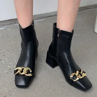women modern ankle boots ladies 2021 fashion female square toe high heels metal shoes autumn winter chelsea boots for women
