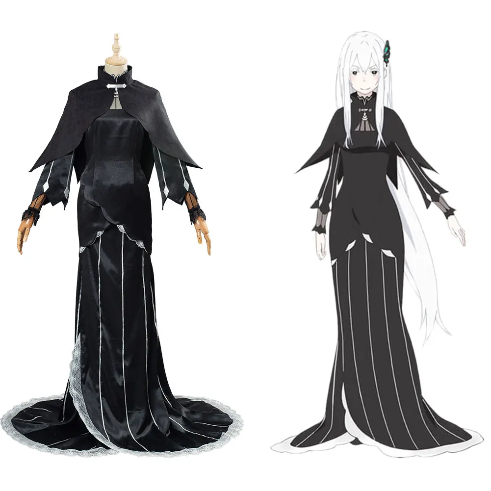 

Re:Life in a different world from zero Echidna Ekidona Cosplay Costume Black Dress Outfits Halloween Carnival Costumes Girls