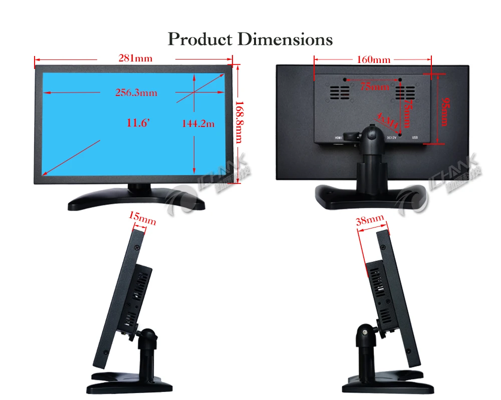 ZB116TN-253/11," 12" дюймов 16:9 широкоформатный 1920x1080p FullView HDMI VGA встроенный динамик промышленный ЖК-экран ПК МОНИТОР дисплей