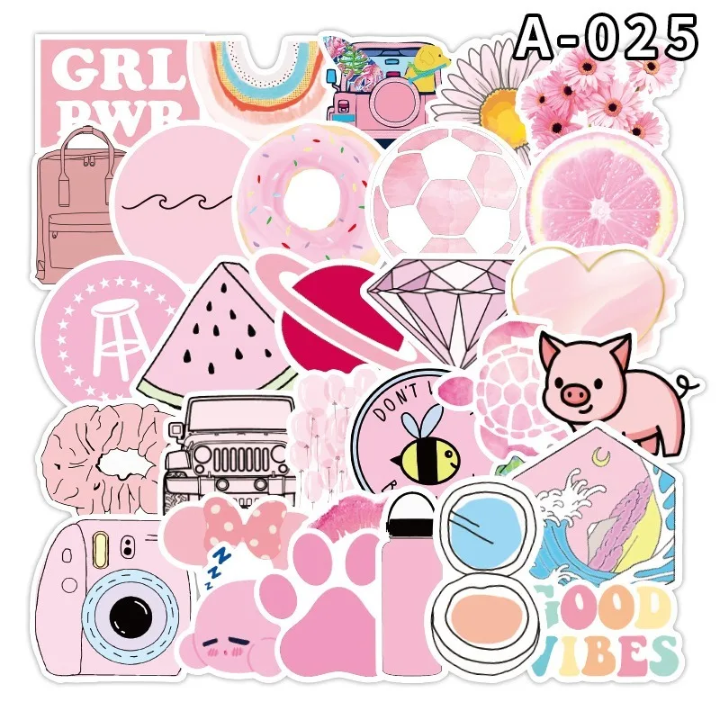 Наклейки Vsco Girl в мультяшном розовом стиле для ноутбука мотоцикла скейтборда
