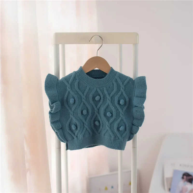 Свитер для маленьких девочек жилет 2021 модная детская одежда без рукавов с
