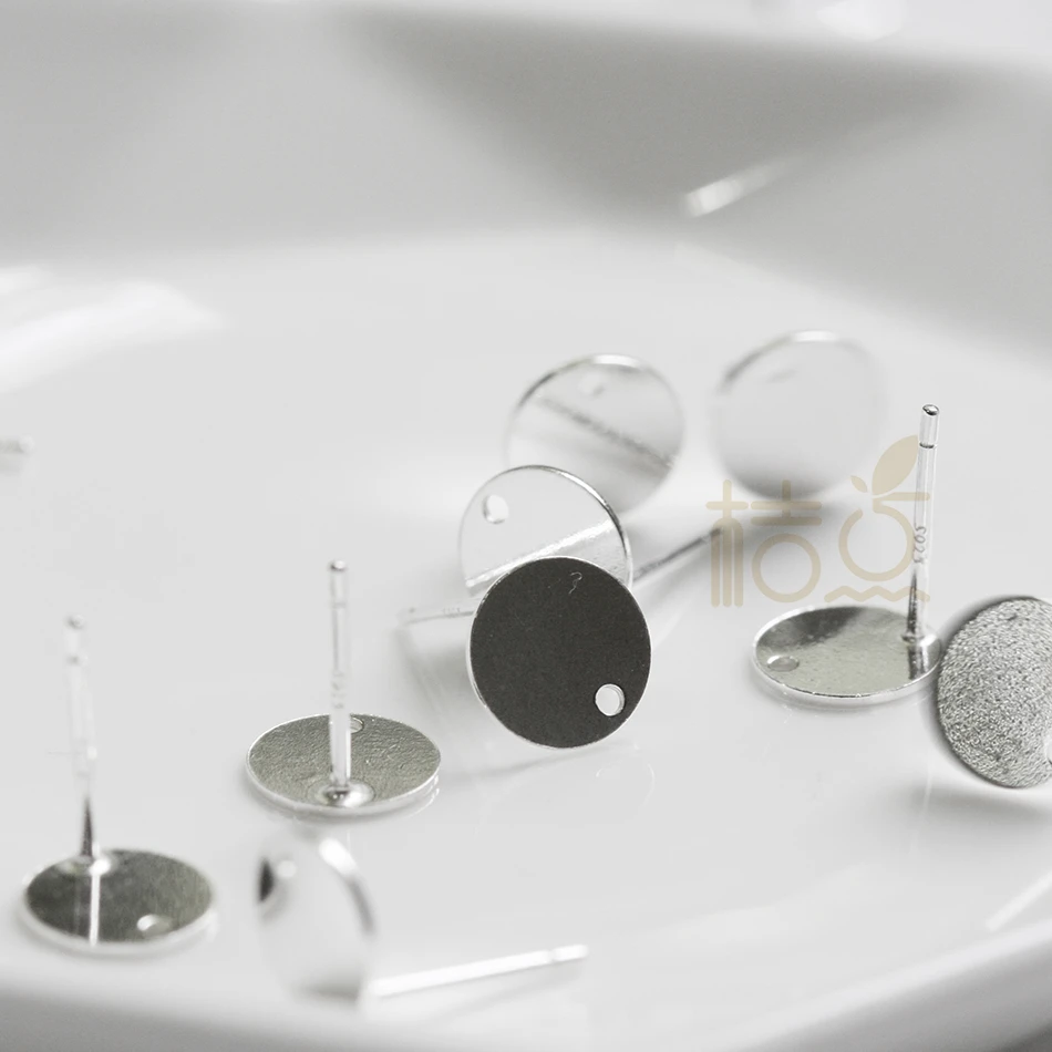 2 шт. (одна пара) Твердые 925 пробы серебряные серьги в поисках-серьги круглые-8 мм