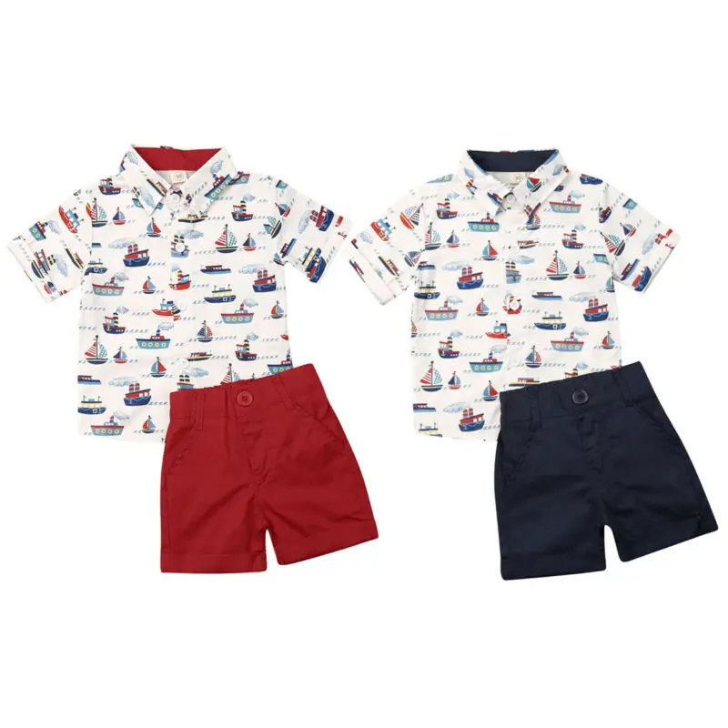 Toddler Newborn Kids Baby Boys Clothes T-shirt Tops Short Pants Outfits Sets |