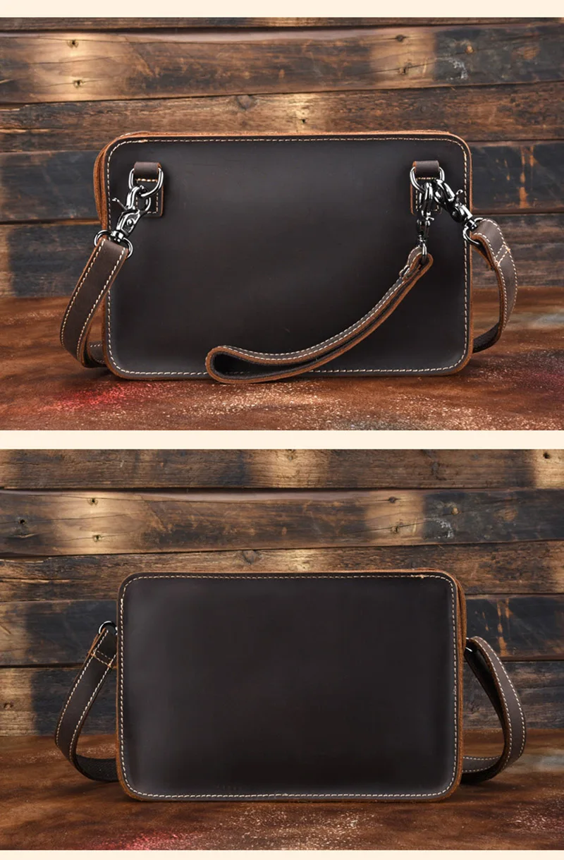 Мужская сумка через плечо из натуральной кожи маленькая воловьей Crazy Horse