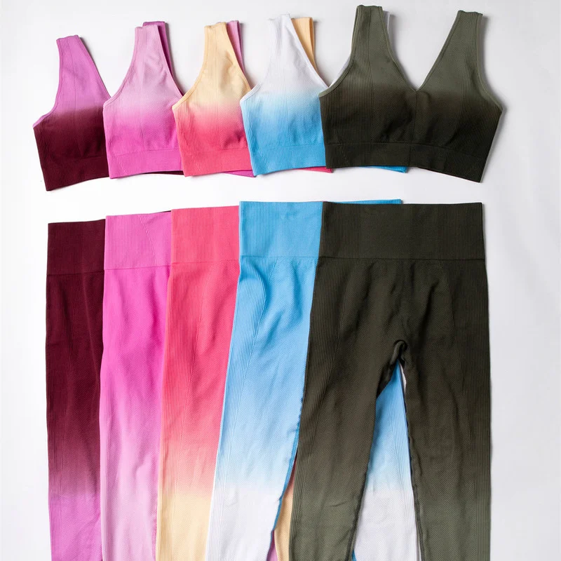 

Ombre Women's Tracksuit Yoga Set Female Clothing Gym Fitness Suit Sports Leggings Workout Outfit Woman Yogas Clothes Sportwear