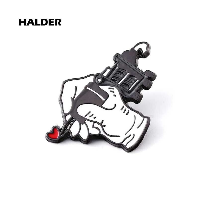 

Эмалированные Броши HALDER для татуировщика, профессиональная тату-художника, булавка для лацкана, рюкзак, значок на клиент, ювелирные изделия...
