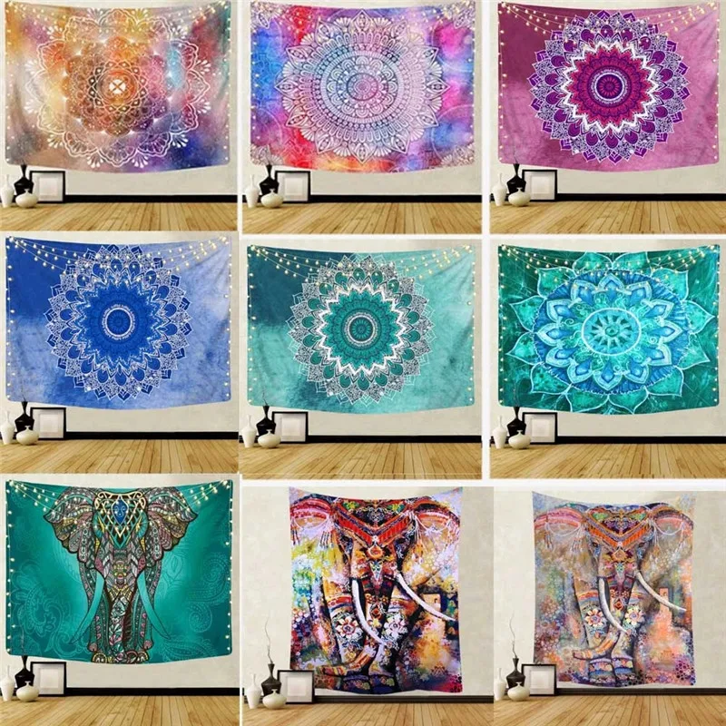 

Large Mandala Pattern Indian Tapestry Wall Hanging Decoration Bohemian Beach Towel Polyester Thin Blanket Yoga Shawl Travel Mat