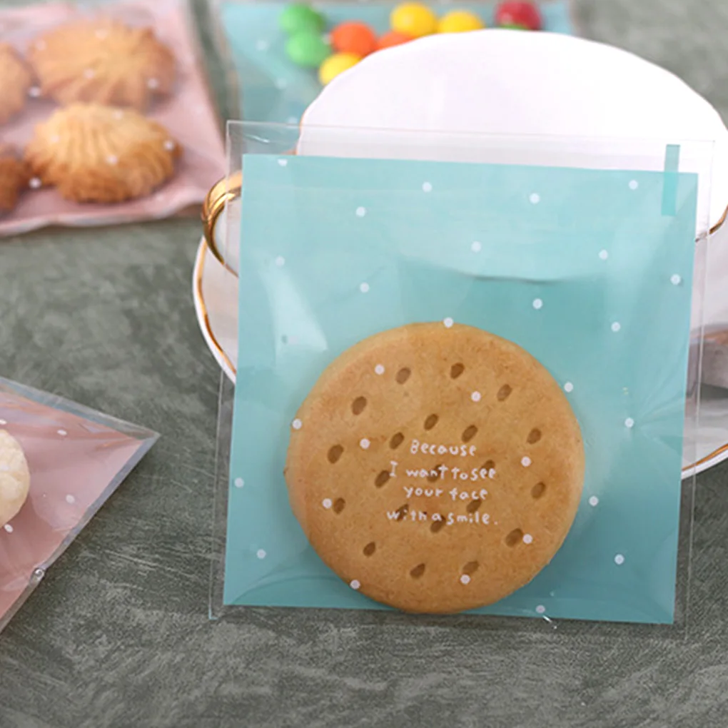 100/200 шт. самоклеящийся пакет для печенья упаковка сладостей пластиковый