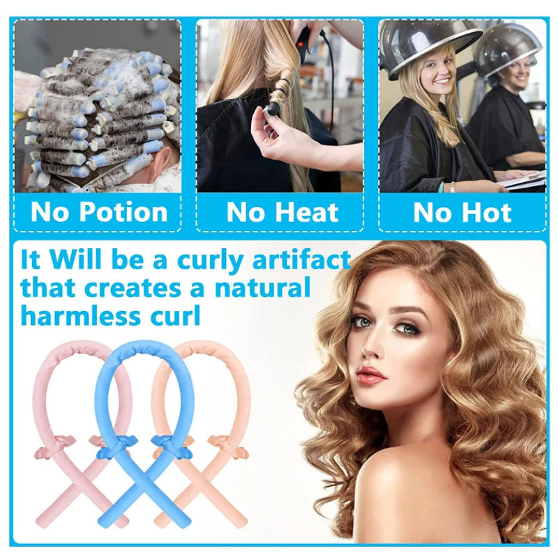 Повязка на голову для завивки волос без нагрева с зажимами спящие завитки