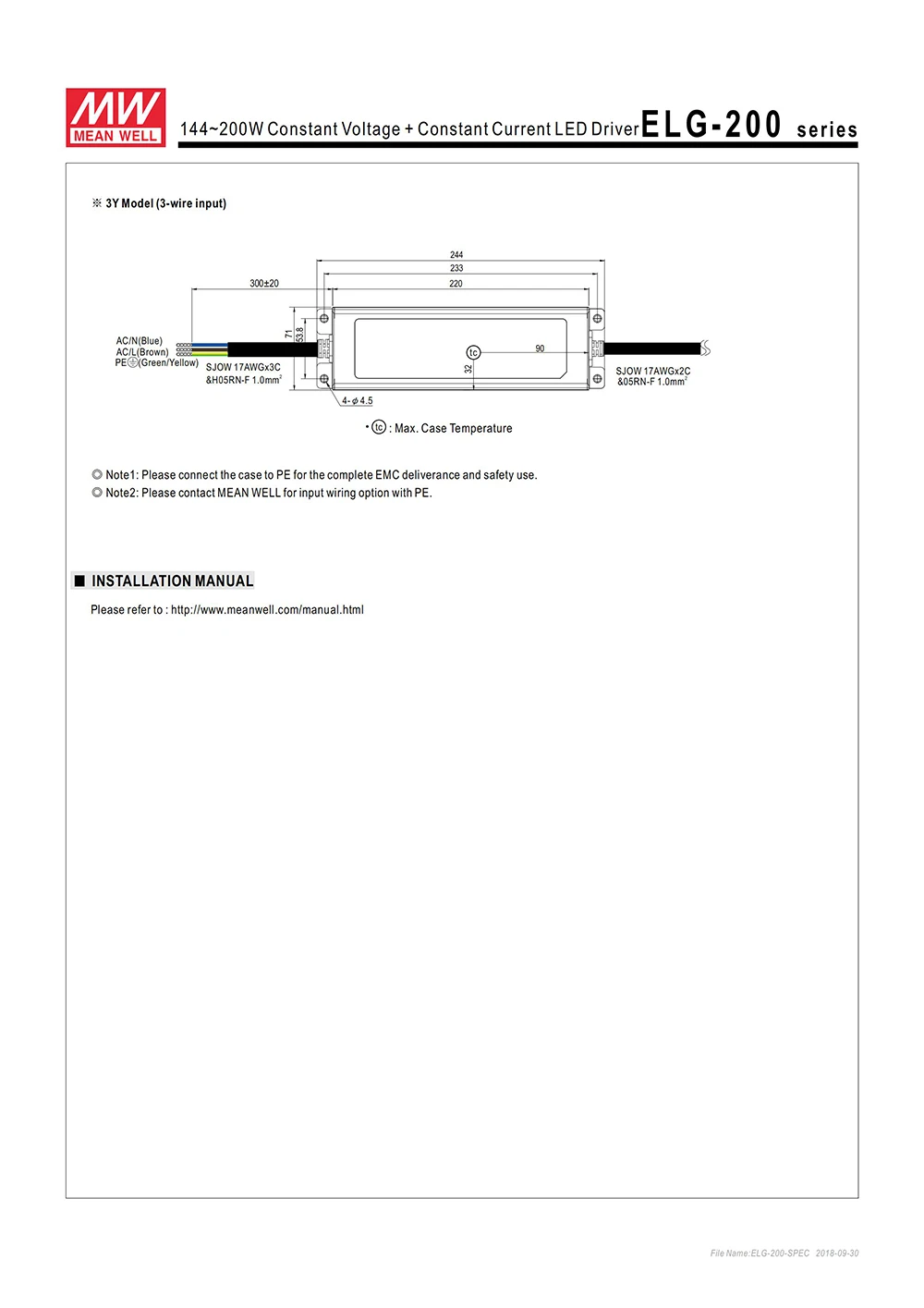 Бренд MEAN WELL представляет ELG-200-12A-3Y 192W 16A 12V регулируемый светодиодный Питание 110 V/220 V переменного тока в постоянный, работающего на постоянном токе 12 В в 16A водонепроницаемый IP65 meanwell led привод