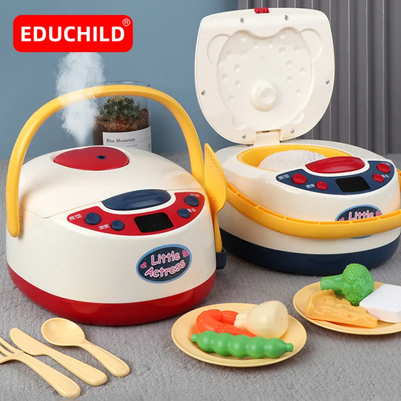 

Educhild Kids Kitchen Toy Simulation Kitchenware Set Pretend Play Spray Rice Cooker Early Educational Learning Toys for Children
