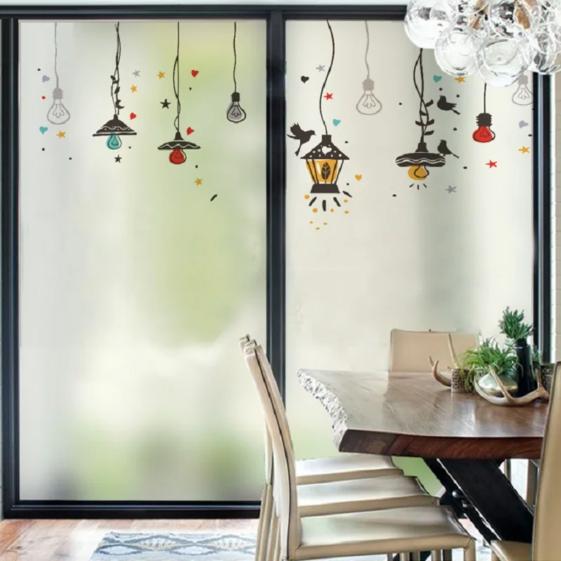 Оконная пленка индивидуального размера статическая липкая лампа с рисунком