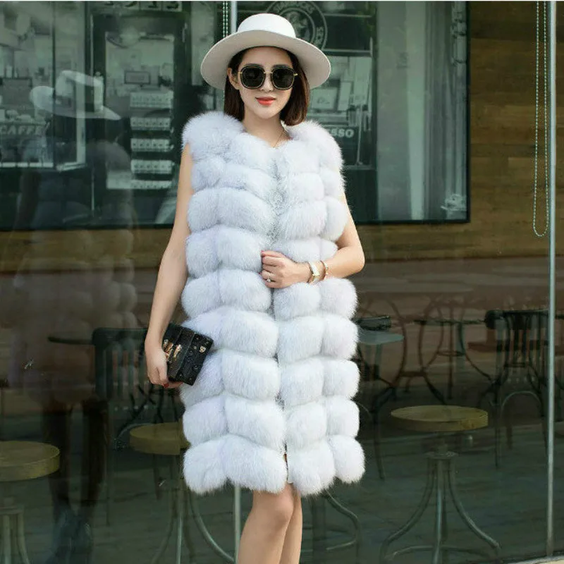 

Жилет женский из искусственного меха, длинный, зимний, 2020