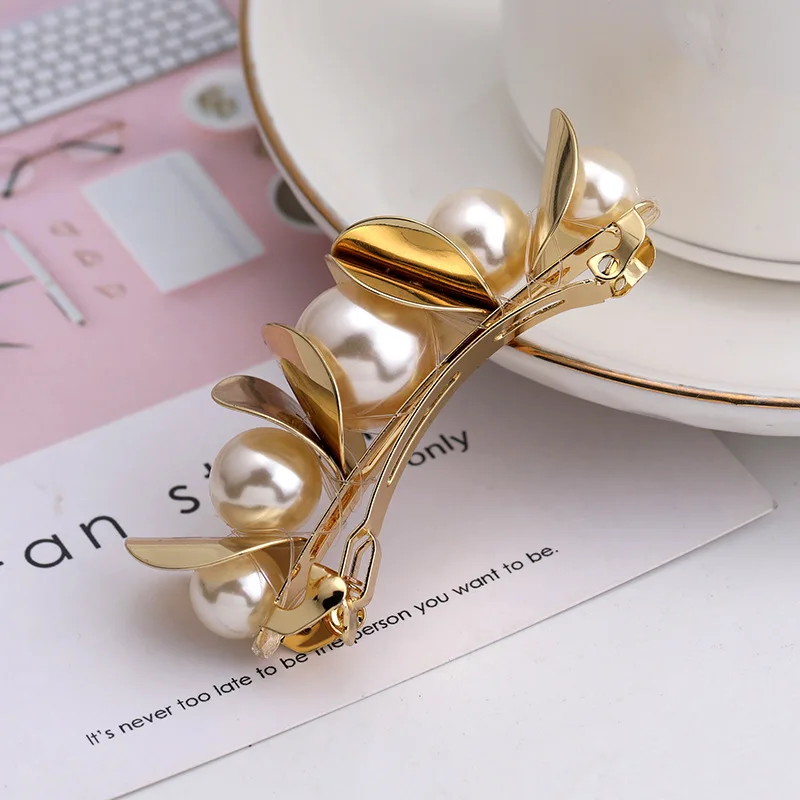 

Popular Big Pearl Hair Clip Lady Snap Hair Barrette Stick Hairpin Hair Styling Accessories For Women Girl 2021 New Fashion Women