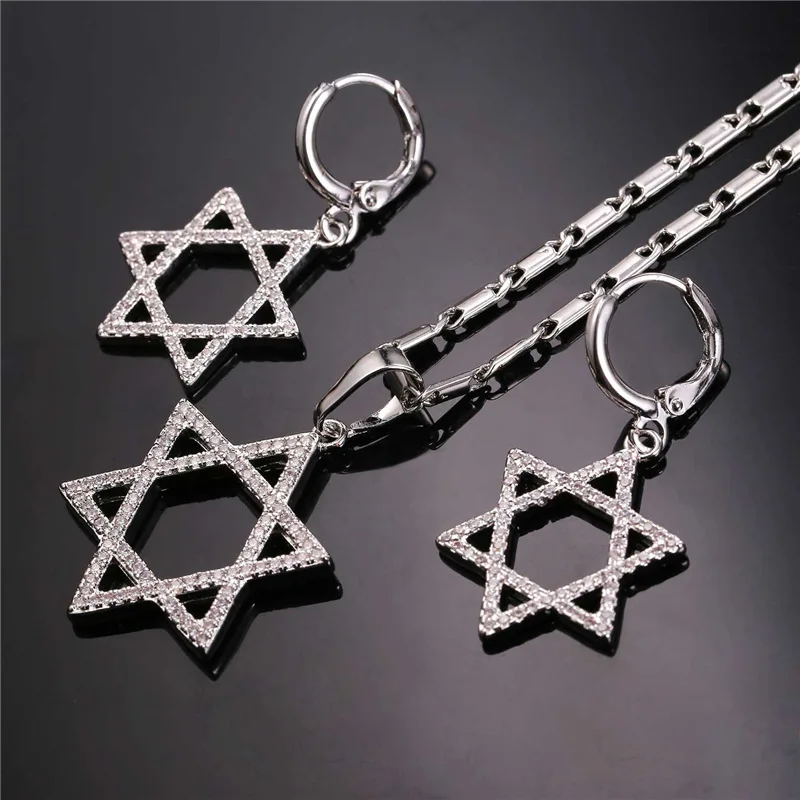 Collare Ювелирные наборы для женщин Magen David Star золотого/серебряного цвета