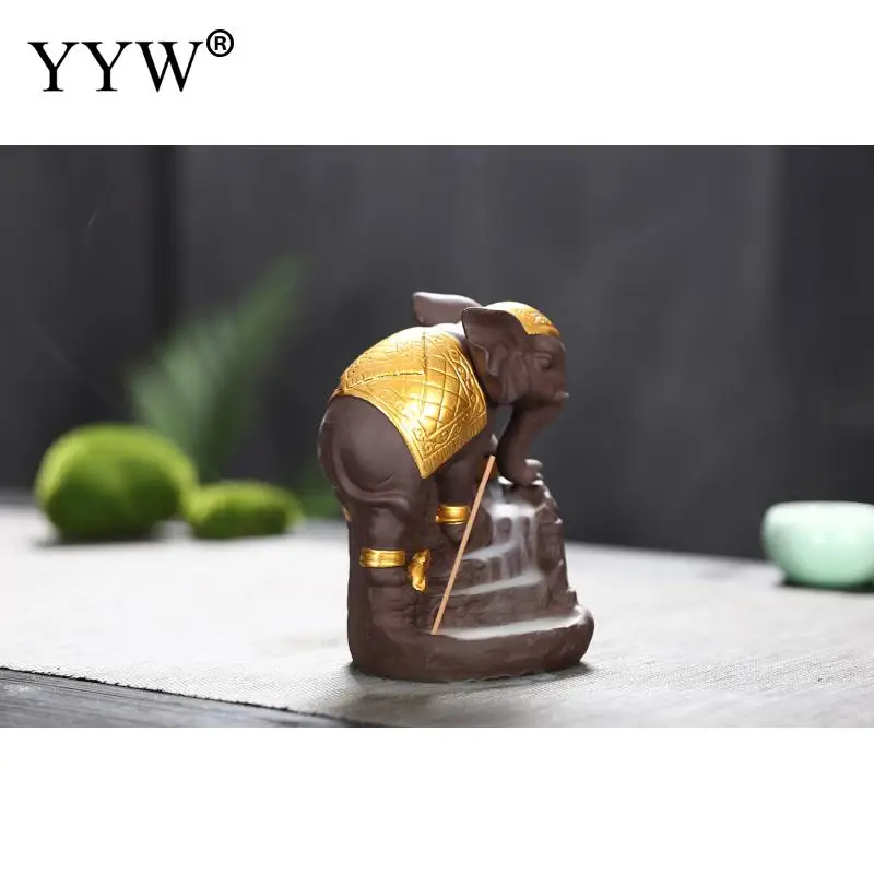 

Elephant Waterfall Incense Burner Holder Backflow Incense Burner Ganesha Smoke Waterfall Aroma Burner Ceramic Censer Decoration