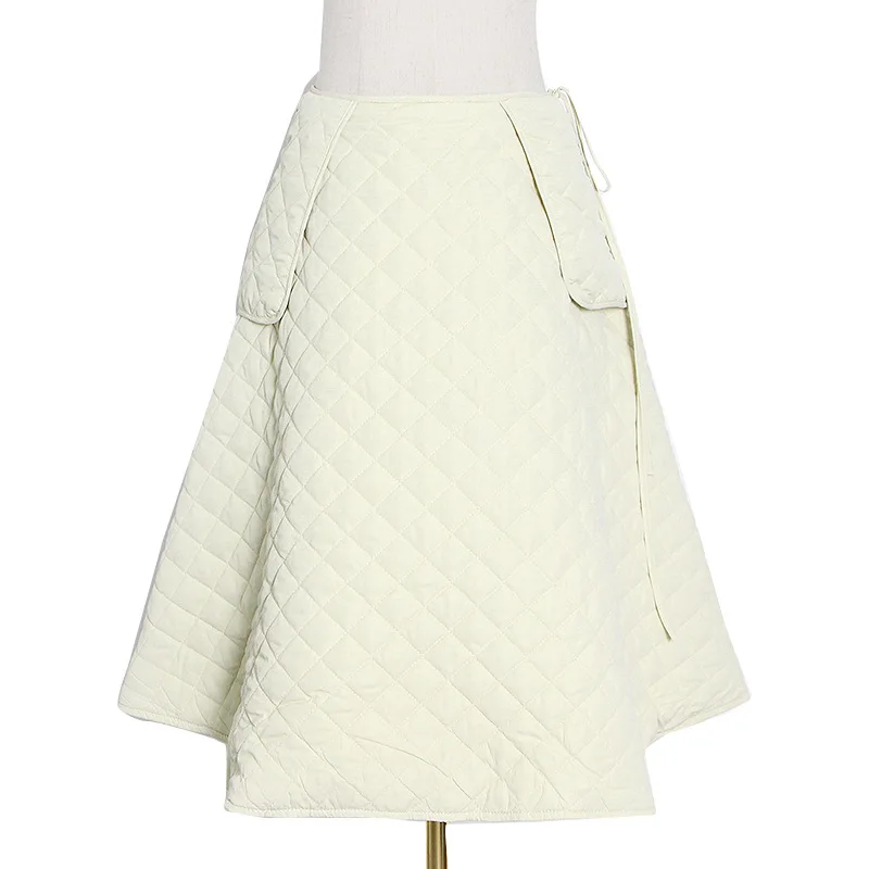 

Winter new fashion temperament casual three-dimensional profile cotton-padded high waist slim loose half-length A- line skirt