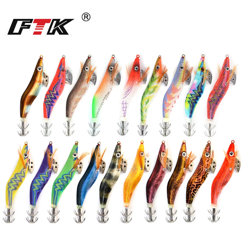 

FTK 1pc/lot Fake Shrimp Hook Wood Bait Fishing lure Wobbler Squid Jig Hard Bait Artificial Lure jigging Lure Octopus Bait 624