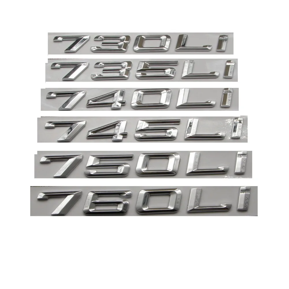 Chrome Silver Number Letters Car Trunk Badge Emblem Emblems for BMW 7 Series 745i 740i 750i 730Li 735Li 740Li 750Li 745Li 760Li