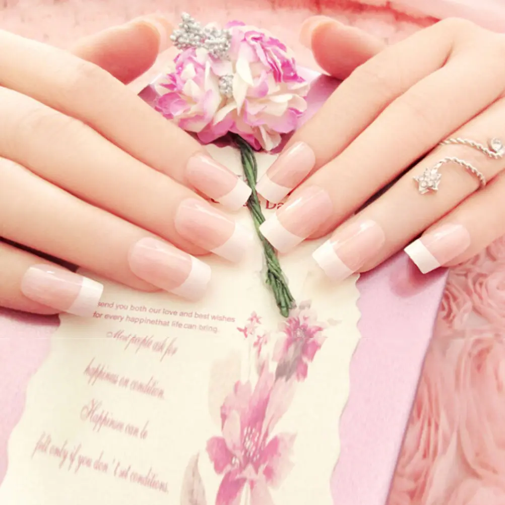 24 шт./компл. 3D модный стиль Маникюр Французский натуральный пластик искусство