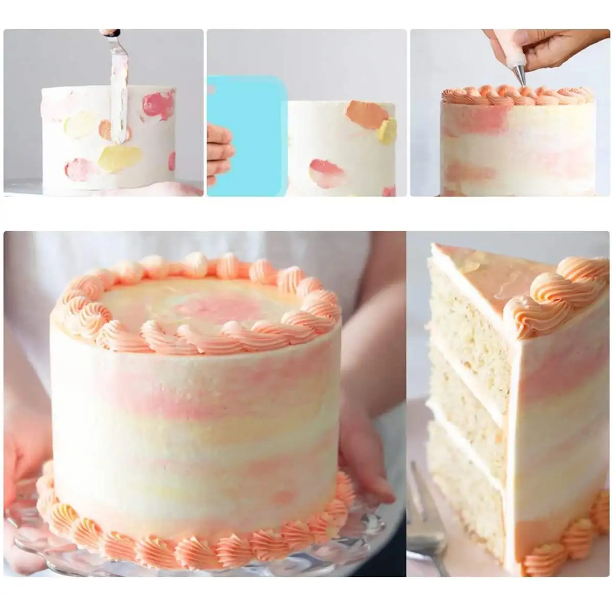 

242x Cake Decorating Supplies Kit Cake Tools Turntable Stainless Nozzles Pastry Reusable Bag Wire Cutter Cup Cake Paper Bakeware