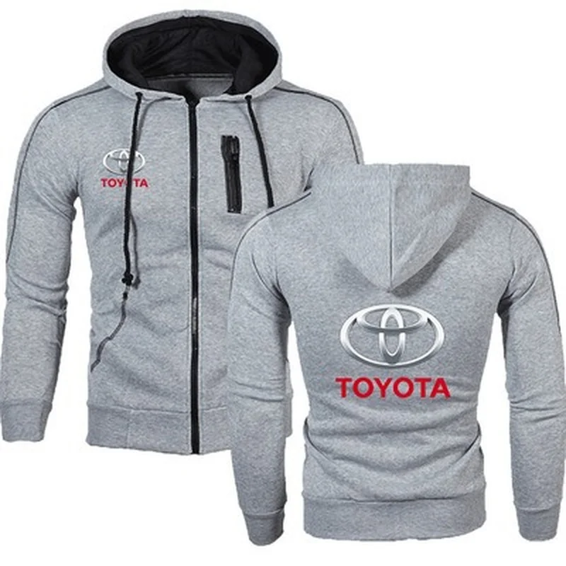 

2021 New Spring Autumn Toyota Car Logo Men Hooded Patchwork Jacket Casual Fashion Sports Zipper Cardigan Jacket